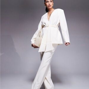 ASOS cream color tie waist jacket, size XS